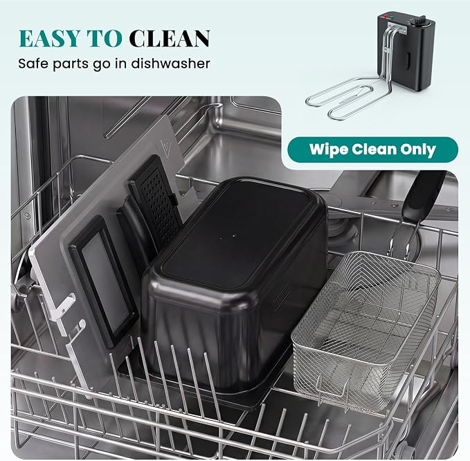 OLIXIS Deep Fryer for Home Use, Small Electric Fryer with 3 Liter Capacity, 1500W Power, 4 Adjustable Temp, Lid with Viewing Window for Fried Chicken, Shrimp, French Fries, Silver