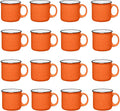Set of 16 Ceramic Campfire Mugs – 15 Oz, Orange – Coffee & Tea Cups for Home, Work, Travel, Camping – Customizable, Great for DIY, Events, Companies