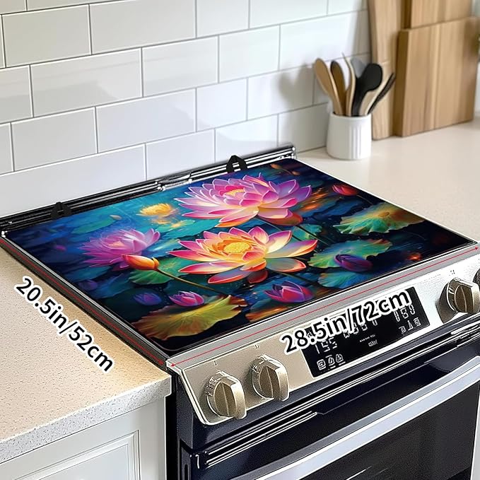 Decorative Electric Stove Top Covers, Heat Resistant Silicone Stove Cover Mat, Stove Top Protectors for Electric Flat Glass Stoves, Adds Extra Counter Space for Small Kitchens and Apartments