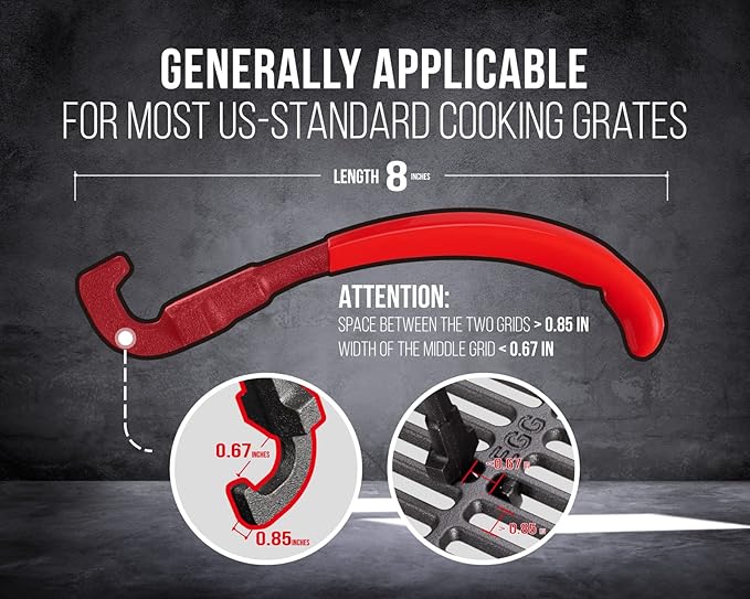 2Pack Cast Iron Grill Grate Lifter Tool, Cooking Grid Lifter - Universal Grill Lifter Gripper for Most Charcoal Grills and Gas Grills, Easily Moves and Lifts Cast Iron & Stainless Grates…