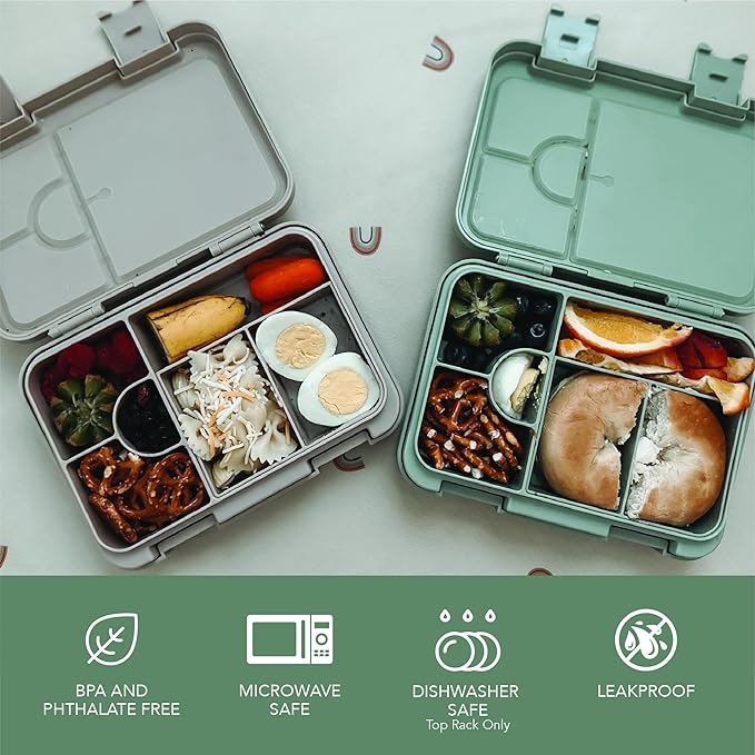 nouka Chill Bento Lunch Box | Easy to Open Latches | Spill Proof Design | 6-Compartment Removable Tray | Deep Ocean