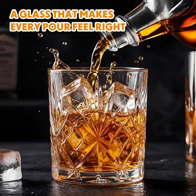 24 Pcs Old Fashioned Whiskey Glasses 12 oz Elegant Crystal Whiskey Glasses Bourbon Cocktail Rocks Glass for Bourbon Scotch Liquor Cocktails Barware Men Gifts