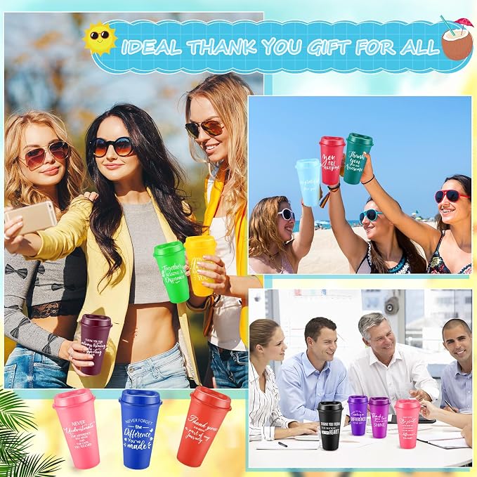 Teenyyou 90 Pcs Employee Appreciation Gift Set, 16oz Tumbler with Lid Notebook Pen Bulk Thank You Gift Holiday Party Favor for Teachers Office Coworker Teacher Staff Team (Multi Color,Delicate Style)