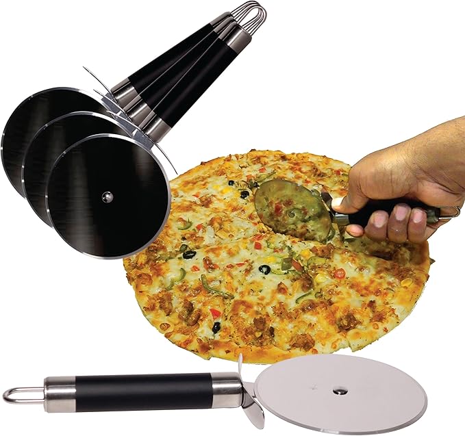 EcoQuality Stainless Steel Pizza Cutter Wheel with Sharp Blade for Cutting Pies, Pizza, Crusts Built in Finger Guard for Safety, Comfortable Grip, Dishwasher Safe - 8.5inch (4)