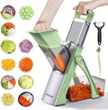 Jonscook All-in-1 Update Safe Mandoline Slicer for Kitchen, Food Chopper with Container, Thickness Adjustable Vegetable Chopper, Potato French Fry Cutter Tomato Apple Slicer Onion (Matcha Green)