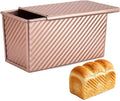 Pullman Loaf Pan with Lid, Aluminized Steel 1 Lb Nonstick Sandwich Bread Pan for Homemade Bread, 8.4x4.8 Inch Professional Rectangular Loaf Pan with Dough Scraper and Cutter