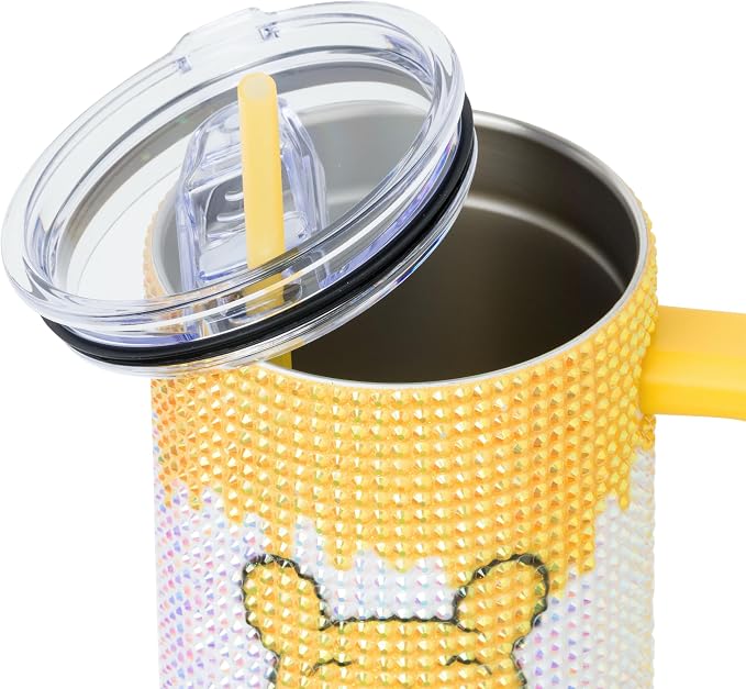 Silver Buffalo Disney Winnie the Pooh Stainless Steel Rhinestone Tumbler, 40 Ounces