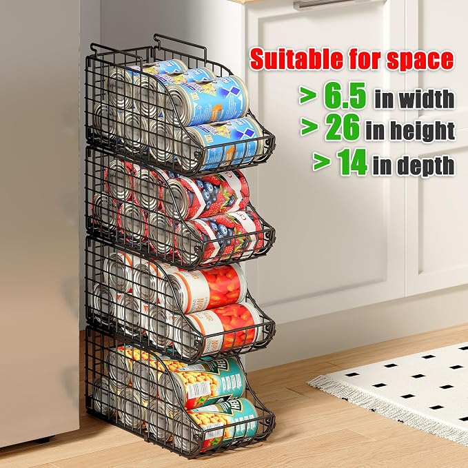 Sonyabecca 6-Pack Can Storage Organizer Pantry, Stackable Kitchen Canned Food Holder With Handles, Can Organizer For Pantry Countertop Cabinet, Beverage Drink Pop Soda Can Dispenser Patent Pending