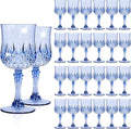 24 Pack Light Blue Plastic Wine Glasses, Vintage Plastic Goblets for Parties, Drinking Glasses Unbreakable Glassware Crystal Water Goblets Reusable Drinkware for Wedding Reception Grand Event Party