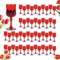 Plastic Wine Glasses, Plastic Goblets Vintage Style Cordial Unbreakable Drinking Glasses, Reusable Drinkware for Wedding Reception, Grand Event Party Supplies (48, Red)
