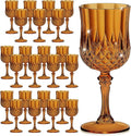 7OZ Plastic Wine Glasses, Reusable Vintage Goblets Unbreakable Drinking Glasses Crystal Water Cups Champagne for Wedding, Parties (24, Amber)