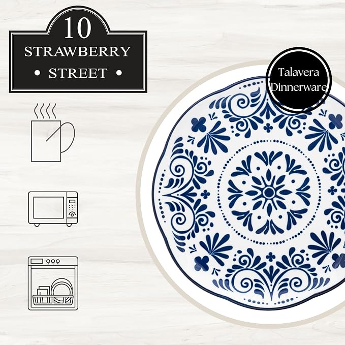 10 Strawberry Street Talavera Dinnerware, Set of 6 (10" Dinner Plate)