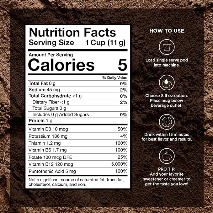 VitaCup Mushroom Coffee Pods, Boost Focus & Immunity w/Lions Mane, Chaga, B Vitamins, D3 for Memory & Clarity, Medium Roast, Single Serve Pod Compatible w/Keurig K-Cup Brewers,10 Ct