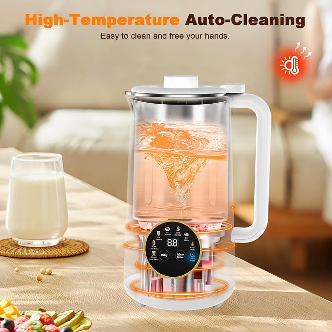 34oz Nut Milk Maker, 10 in 1 Automatic Nut Milk Maker, 304 stainless steel inner container with 10 Blades,Soy Milk Machine,Plant Based Milks Homemade Oat,Chowder,Juice,Almond Milk Machine