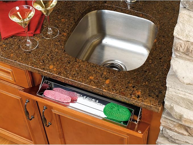 Rev-A-Shelf 16" Tip Out Tray with Soft Close for Sink Base Cabinets, Storage Organizer for Kitchen, Laundry Room, or Vanity Cabinets, 6581-16SS-SC-1