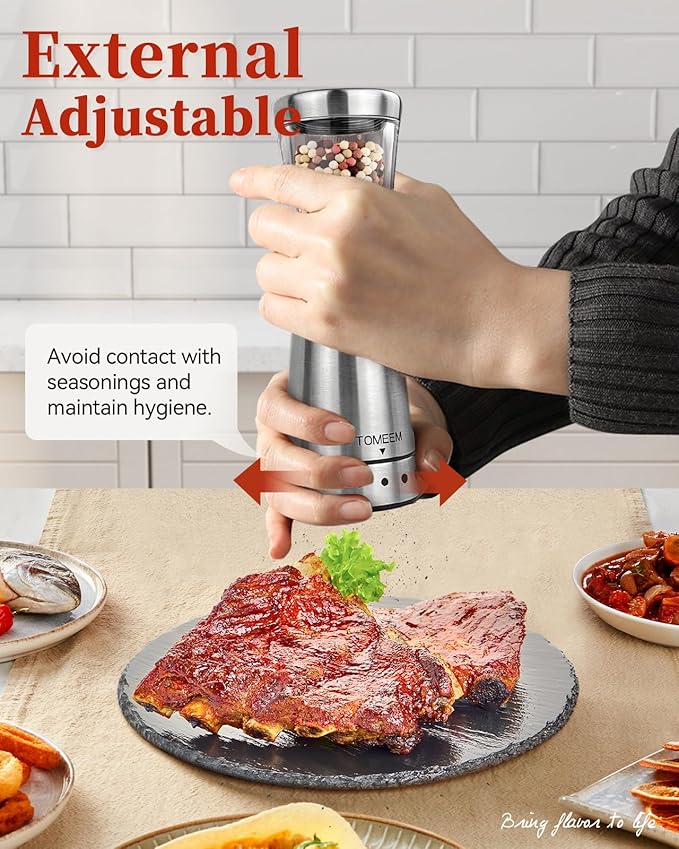 Upgraded Larger Capacity Electric Salt and Pepper Grinder Set + Electric Salt and Pepper Grinder Set