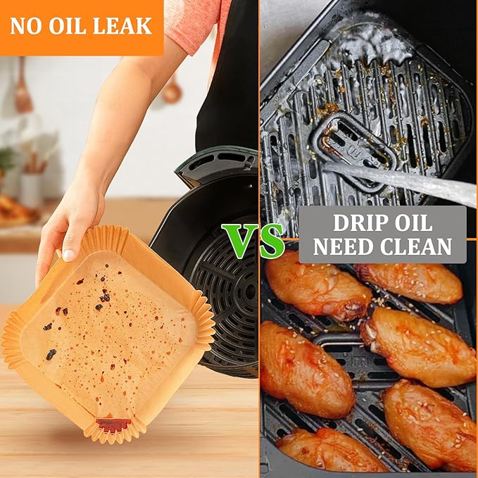Adhjito 200PCS Air Fryer Liners: Non-Stick Disposable Parchment Paper Liner
