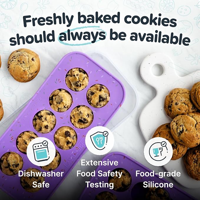 Souper Cubes Silicone Cookie Dough Freezer Containers, 2-Pack | Cookie Dough Freezer Trays, Oven & Microwave Safe, Perfect for Freezing Cookies, Mini Egg Bites, Peanut Butter Cups and More