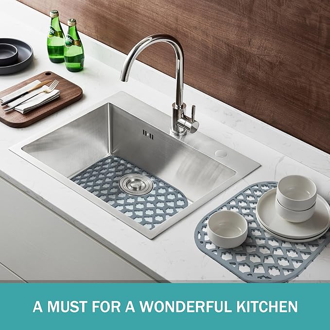 SAMSIER Silicone Sink Protectors Mats (13x11 & 14x12 & 16x12 & 18x16 & 19x14 & 21x16 & 22x13 & 25x16 & 26x14 & 28x14 & 30x16) for Bottom of Kitchen Sink (14”x12”, 2 Packs)