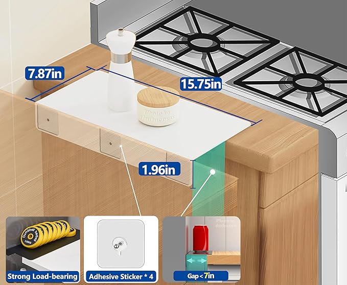 Metal Kitchen Refrigerator Gap Partition Countertop Gap Extension Board, Refrigerator Side Partition, Gap Covers Between Countertop And Walls, No Drill (White, 15.75 * 7.87nch)