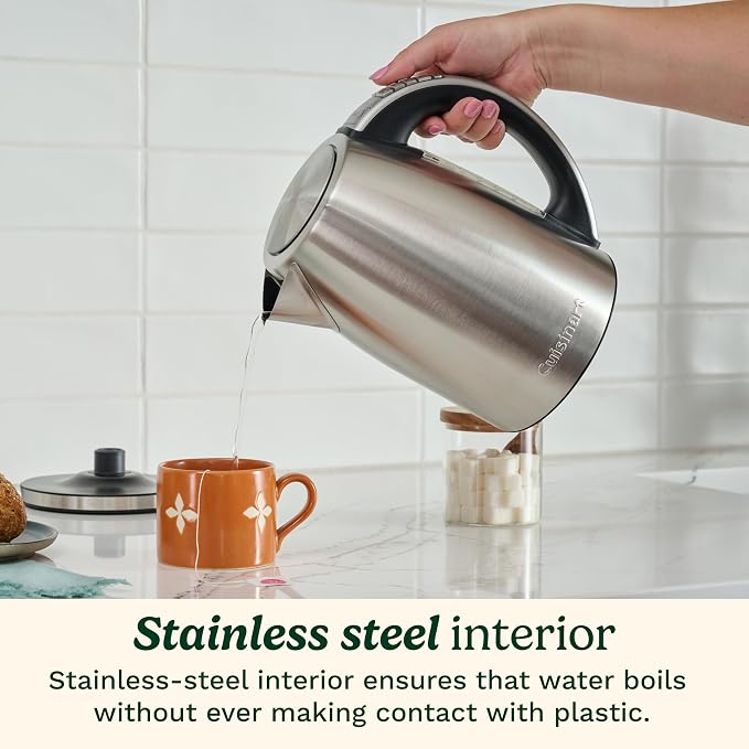 Cuisinart PerfecTemp 1.7-Liter Electric Kettle, Cordless Electric Tea Kettle, 1500W for Fast Heat-Up, 6 Preset Temperatures, 30-Minute Keep Warm, Stay Cool Nonslip Handle, CPK-17P1