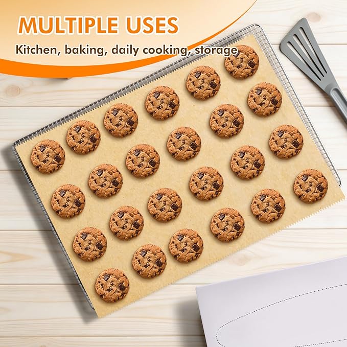 Pop-Up Parchment Paper Sheets 300pcs,10x15inch Easy Pull Baking Paper, Non-Stick Greaseproof Pre-Cut Parchment for Baking, Air Fryer & Food Wrapping, Unbleached Brown(300, 10.7x15 Inch)