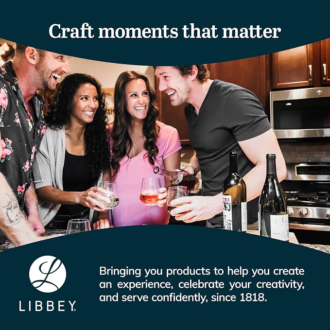 Libbey Hammered Stemless Wine Glasses Set of 8, 17.75-ounce, Dishwasher-Safe, Chiseled Textured Glassware Set, All Purpose Wine Glasses for Everyday Use