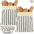 Reusable Beeswax Bread Bags for Homemade Bread Sourdough (2 Pcs 13x17in Bags + 10in Bowl Cover) Floral Cotton 100% Natural Beeswax Coating, Plastic-free Food Storage Wrap(Green Leaf)