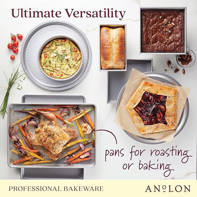 Anolon Pro-Bake Aluminized Steel Bakeware Perforated Pizza Pan, 14 Inch - Silver