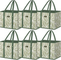 BALEINE 6Pk Reusable Grocery Bags, Foldable Shopping Bags for Groceries with Reinforced Bottom & Handles (Antique Foliage)