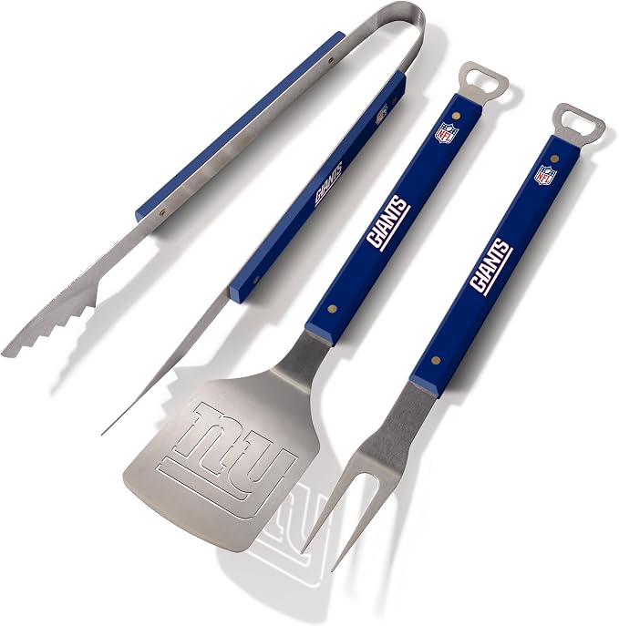 Silonn Ice Maker Countertop, Portable Ice Machine with Carry Handle & YouTheFan NFL New York Giants Spirit Series 3-Piece BBQ Set, Stainless Steel, 22" x 9"