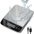 Etekcity 22lb Food Kitchen Scale, USB Rechargeable, IPX6 Waterproof | Digital scale with grams & ounces, 1g precision, 5 weight units, tare, ideal for baking, meal prep, Stainless Steel, Silver
