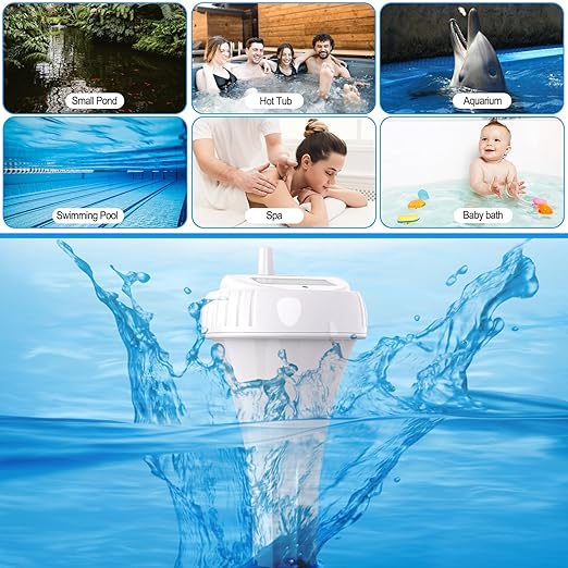 Urageuxy Wireless Digital Pool Thermometer, 328ft Remote Floating Thermometer with Backlit Display for Pool, Hot Tub, Spa and Cold Plunge