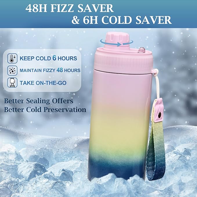 MAXSO Sealed Can Cooler Fizz Lid Can Cover for 12 oz Regular, Slim Skinny Cans & As Thermal Bottle, 4-in-1 Insulated Vacuum Stainless Steel Carbonated Cold Drink Holder - Gradient