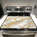 Glass stove top cover 28"x 20", Stove Top Covers for Electric Stove, Flat Range Mat for Glass Cooktop, Kitchen Heat-Resistant Protector Mat Non-Slip Drying Mat (Golden Marble Pattern)