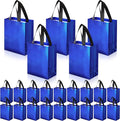 Eccliy Reusable Gift Bags Set Glossy Grocery Gift Tote Bag with Handle for Wedding, Bridal Shower, 4th of July, Summer Event(10 x 8 x 4.7 Inch,Blue,80 Pcs)