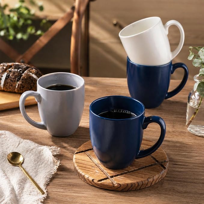 AmorArc 16oz Coffee Mugs Set of 6, Large Ceramic Coffee Mugs for Man, Woman, Dad, Mom, Modern Coffee Mugs with handle for Tea/Latte/Cappuccino/Cocoa. Dishwasher&Microwave Safe, Multi-Color