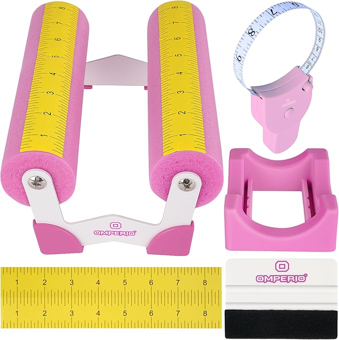 OMPERIO Cup Cradle for Crafting Tumbler, Cup Cradle for Tumblers with Felt Edge Squeegee to Apply Vinyl Decals with Measurements for Mugs (Pink)