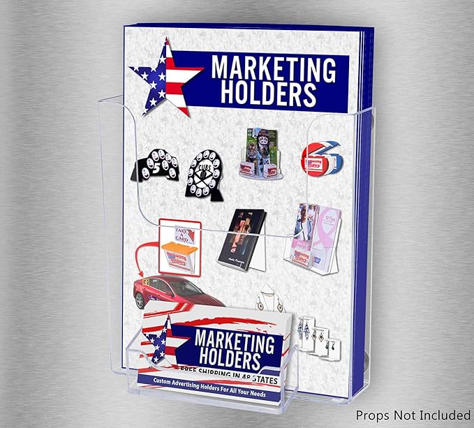 Marketing Holders 6 Pack Magnetic Bifold Holder with Card Slot for 6" Booklets and 3.5" x 2" Cards Perfect for Metal Surface Mounting in Auto Shops Retail Shops or Big Box Stores