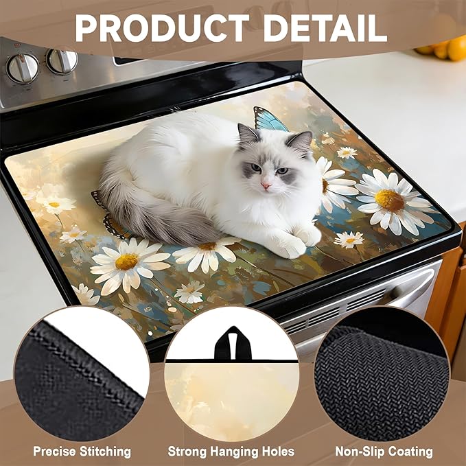 Stove Top Covers for Electric Stove: Heat Resistant Protector Glass Stove Top Expands Counter Space, Stylish Kitchen Decor (J2483)