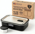 Modaniam Stainless Steel Bento Box Adult, 42 OZ, Stainless Steel Lunch Box Containers, Metal Lunch Box, Leak proof Lunch Containers,Black