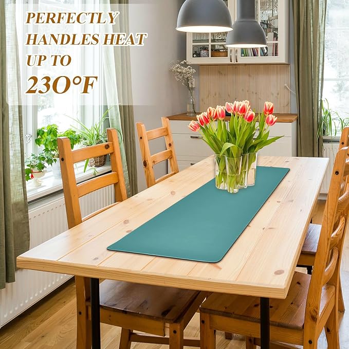 Dark Teal Trivet Table Runner for Hot Pan Pots Heat Resistance Pot Holders Anti-Slip Hot Pad Mats 11.8 * 39.4 Inches