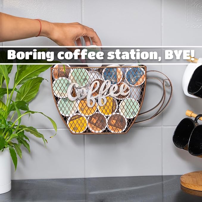Made Easy Kit Coffee Pod Organizer - Home Coffee Bar Functional Décor - Café Station Countertop Storage Accessories (Coffee Cup (Mountable))