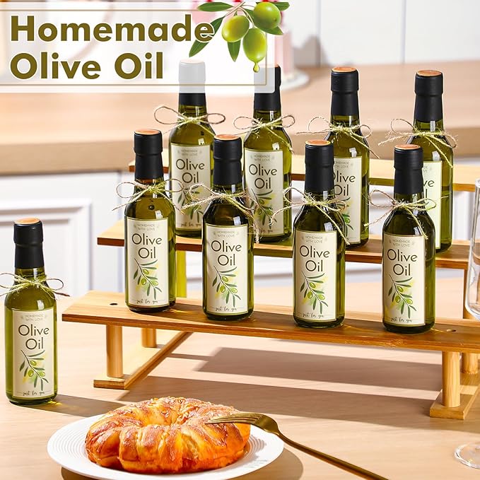 Havawish 20 Pcs 5oz Homemade Mini Olive Oil Bottles Hot Sauce Glass Bottles with Leak Proof Screw Cap Funnel Clear Bottle for Storing Homemade Olive Oil Wedding Baby Shower Gifts (Green)