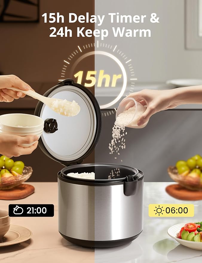 COMFEE' Rice Cooker for 20 Cups Cooked Rice with Functions for Multi Cook, Slow Coor, Steam, Stew, Sauté, and Quick Cook with BPA-Free Nonstick Inner Pot