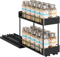 Nieifi Spice Rack Organizer for Cabinet, Vertical Spice Rack Pull Out, Easy to Install, Metal, 4.5''Wx10.35''Dx8.4''H, 1 Pack, 2 Tiers(Black)
