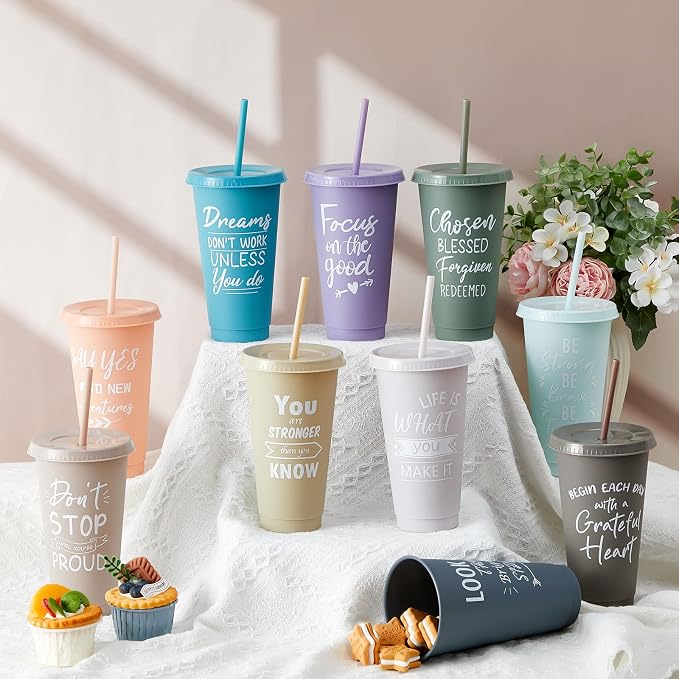 Uiifan 30 Pcs Inspirational Cups Bulk Appreciation Gifts for Employee Coworker Staff Team Thank You Gifts, Office Prizes for Adults Work Party Favors, Associates, Giveaways (Light Morandi)