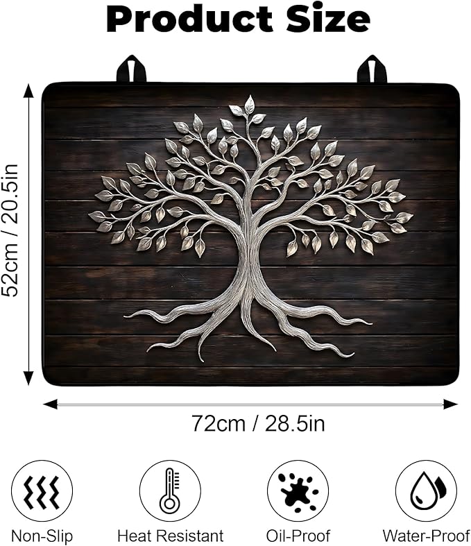 Stove Top Cover- Mat for Electric Stove Protector with Anti-Slip Rubber Coating Dish Drying Mats Scratch-Resistant (Old Tree, 28.5" x 20.5")