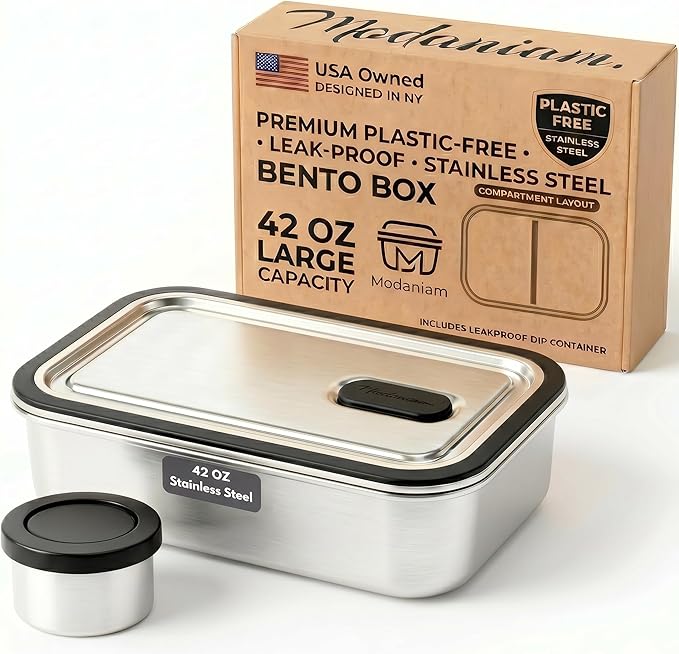 Modaniam 42 OZ Stainless Steel Bento Box, Stainless Steel Lunch Box Container For Adults, Lunch Containers, Salad Container