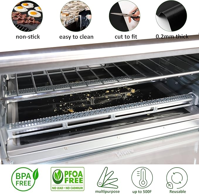 Silicone Roasting Mat and Silicone Baking Mat Combo for Air Fryer Oven - Set of 3 Food Safe, Non-Stick Baking Mat and Silicone Roasting Racks with Bonus Non-Stick Oven Liner